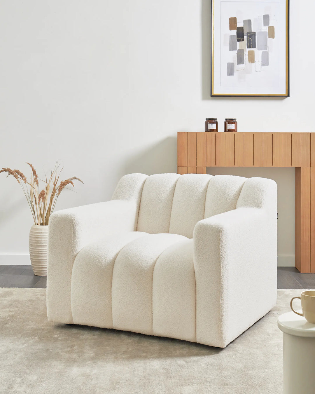 Armchair Boucle Off-White Allianah