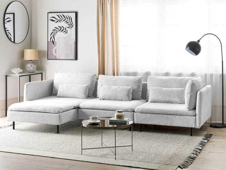 Modular Corner Sofa 3 Seater EGERIS Fabric Light Grey Right Hand