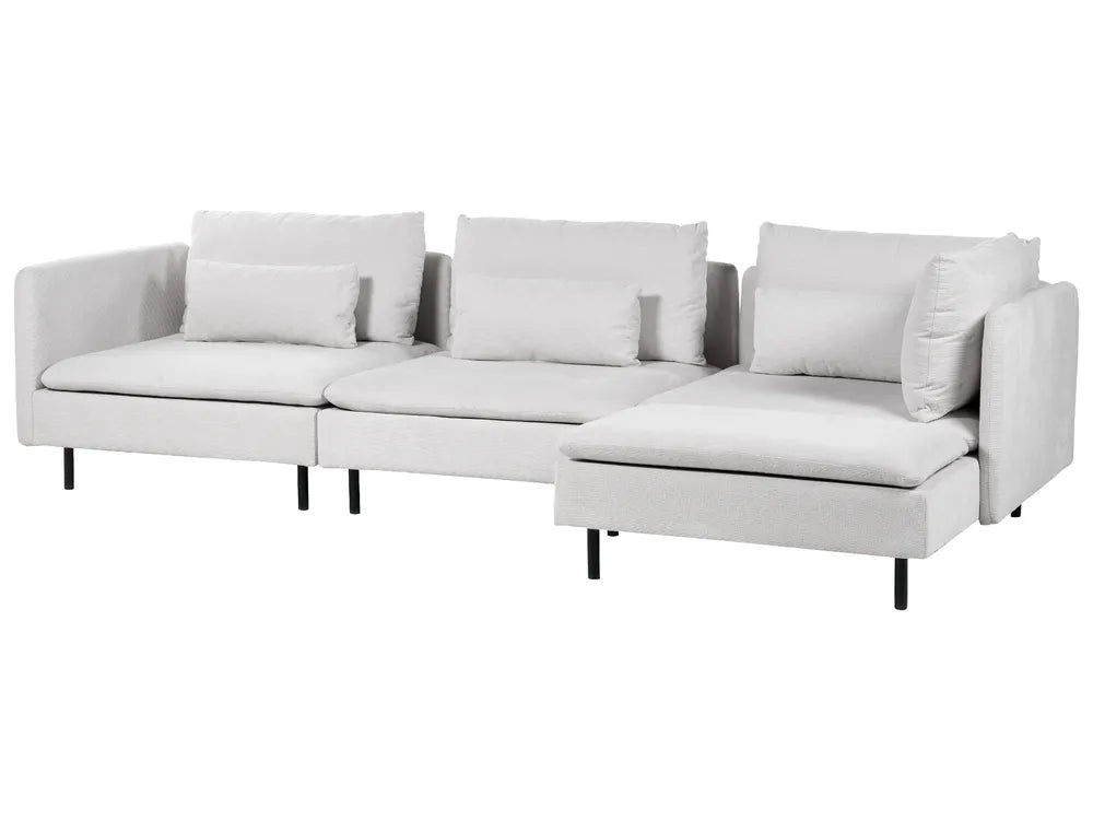Modular Corner Sofa 3 Seater Fabric Light Grey Left Hand Nyhan