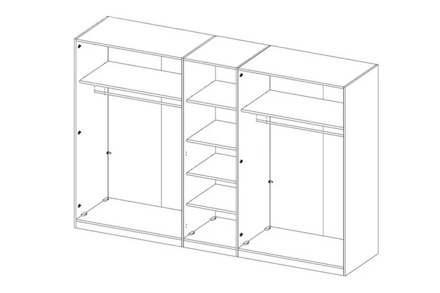 Hektor Spacious 21 Hinged Wardrobe in Grey Gloss - Enhanced Storage