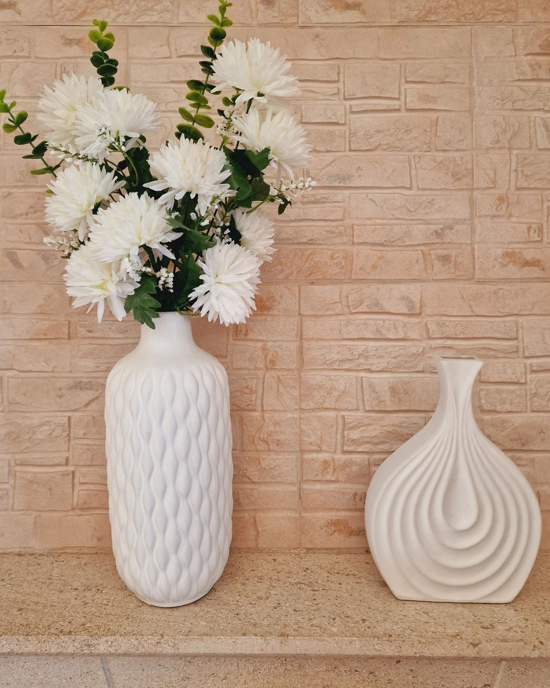 Emar Decorative Vase Stoneware 31 cm White