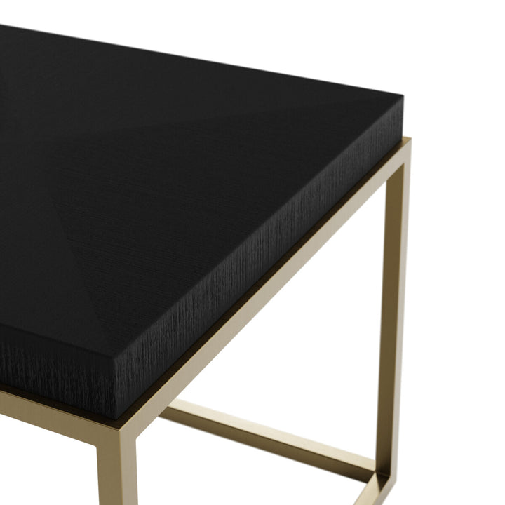 D.I. Design Norton Black Oak Wood & Gold Square Side Table