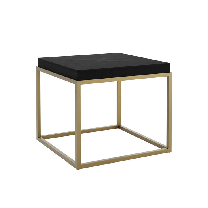 Small black table with gold frame on a white background