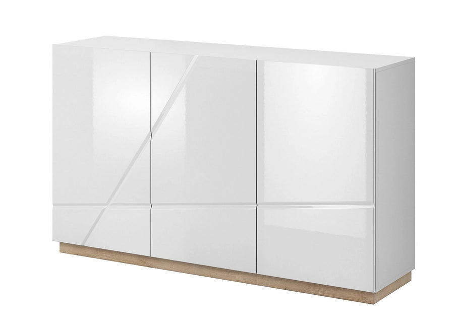 Sleek Futura Sideboard Cabinet in White Gloss & Oak Riviera