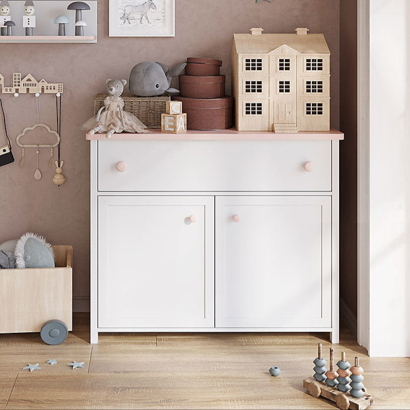 Versatile Luna Sideboard Cabinet in White Matt and Pink