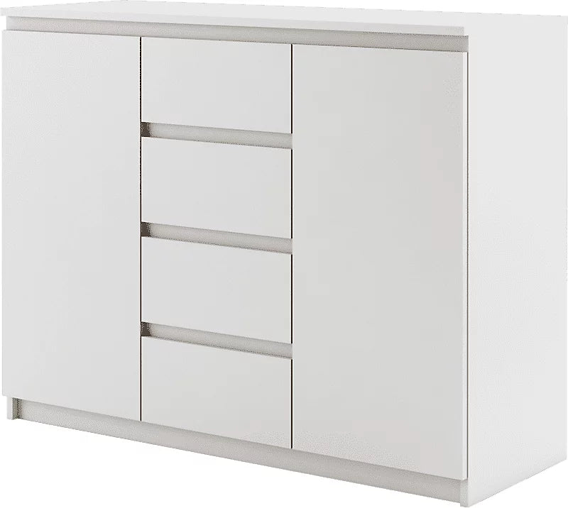 Idea 04 Contemporary Sideboard Cabinet 4 Drawers 2 Doors 2 Shelves White