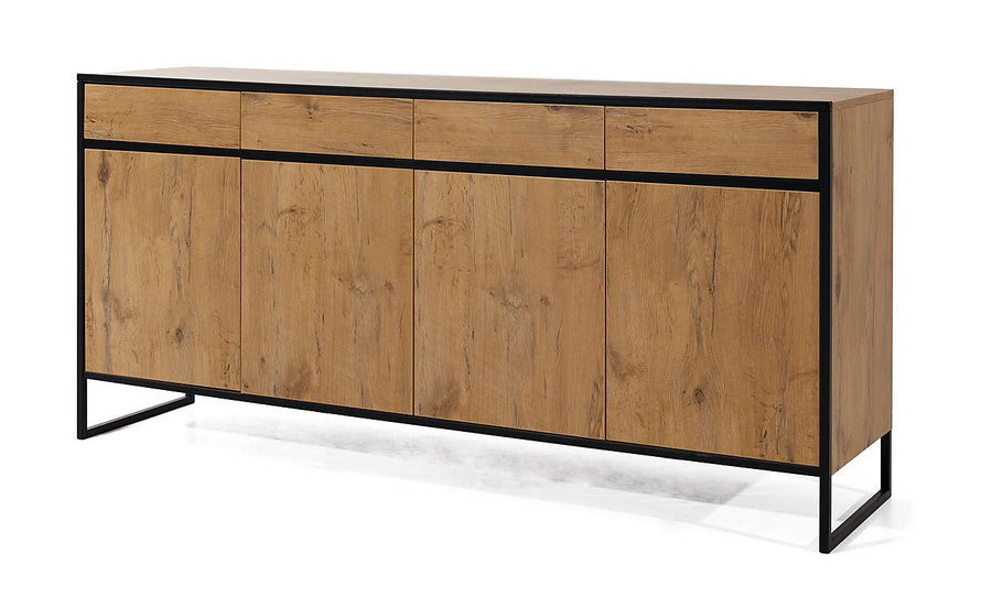 Loft Sideboard Cabinet with Ample Storage in Oak Lancelot & Black