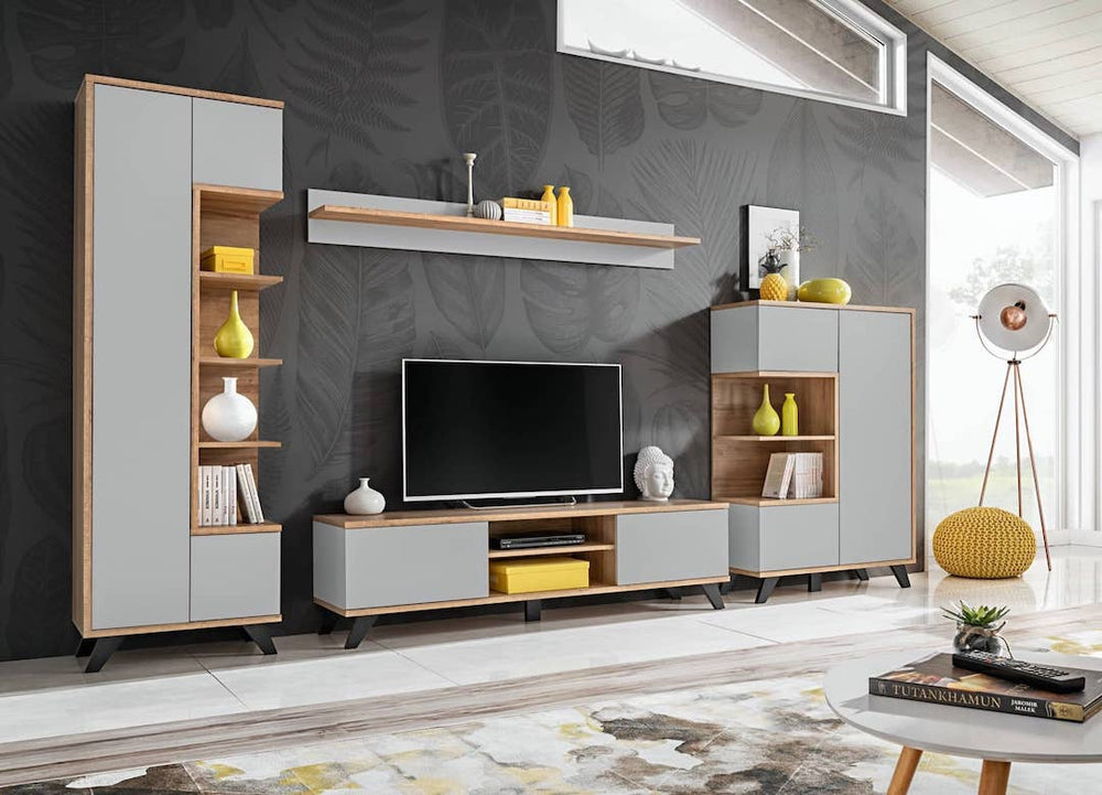 Bogota Elegant Sideboard Cabinet in Grey & Oak Riviera