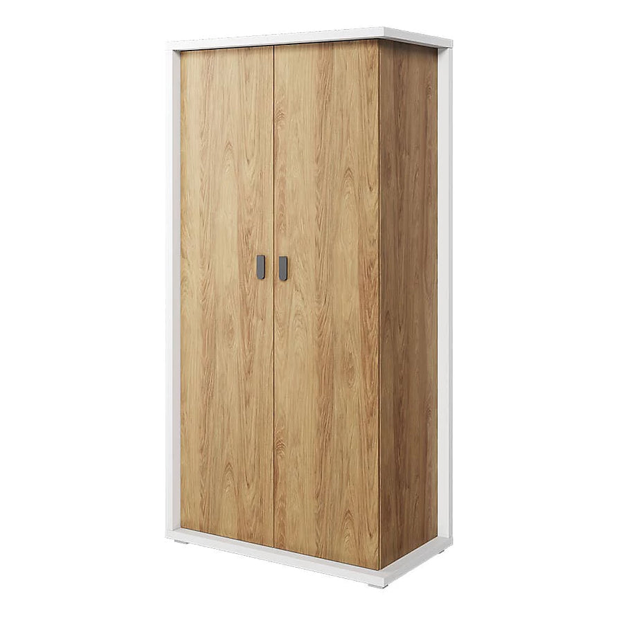 Massi Elegant Hinged Wardrobe in Natural Hickory & Alpine White