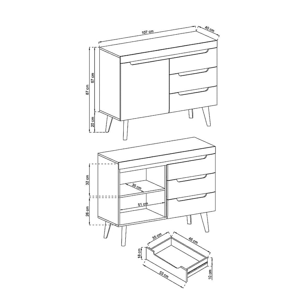 Nordi Stylish Sideboard Cabinet in Oak Artisan and Black