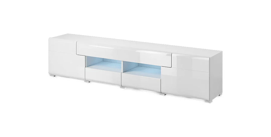 Toledo 40 Minimalist TV Cabinet 208cm - Pure White Gloss