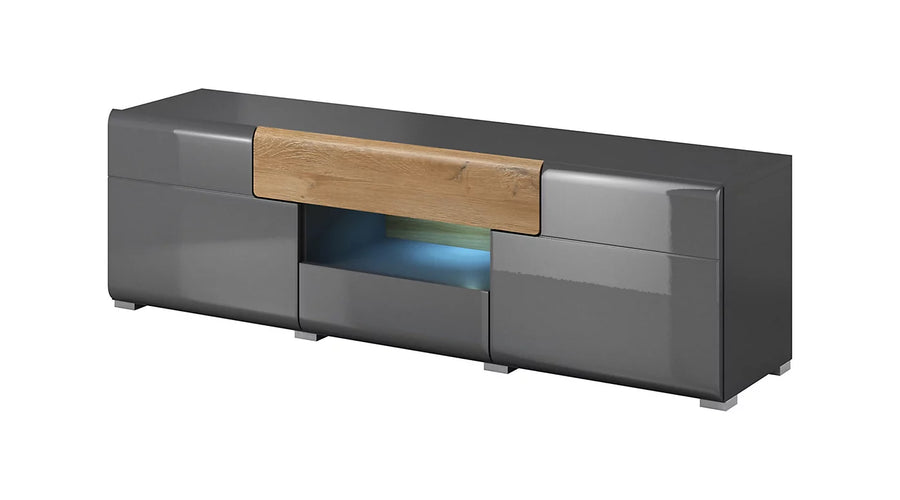 Toledo 41 TV Cabinet in Grey and Oak San Remo - Contemporary Elegance with San Remo Oak Accents