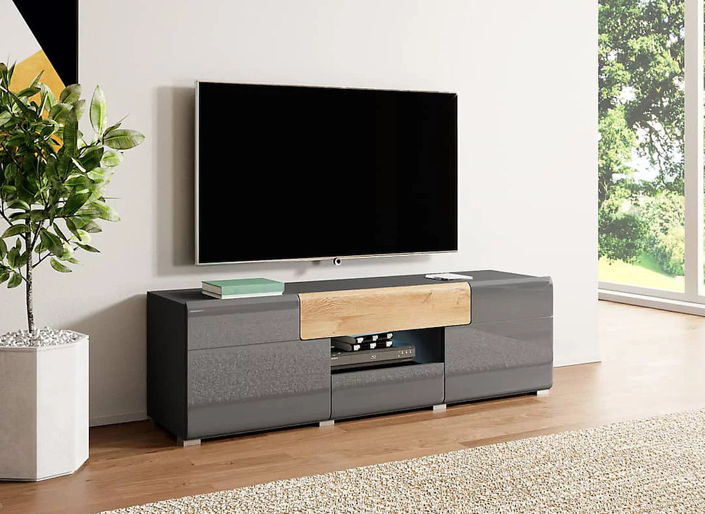 Toledo 41 TV Cabinet in Grey and Oak San Remo - Contemporary Elegance with San Remo Oak Accents