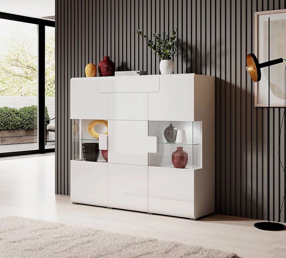 999 Toledo 46 Minimalist Sideboard Display Cabinet 147cm - Pure White Gloss