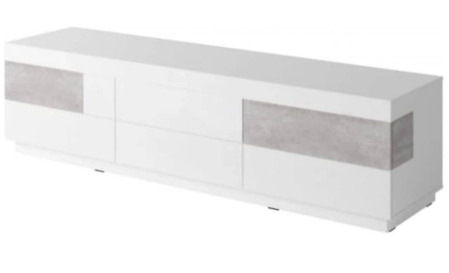 Silke 40 Modern TV Cabinet 206cm - White Gloss & Concrete Grey