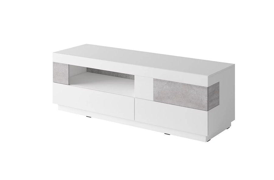 Silke 41 TV Cabinet 160cm - Contemporary White Gloss & Concrete Grey