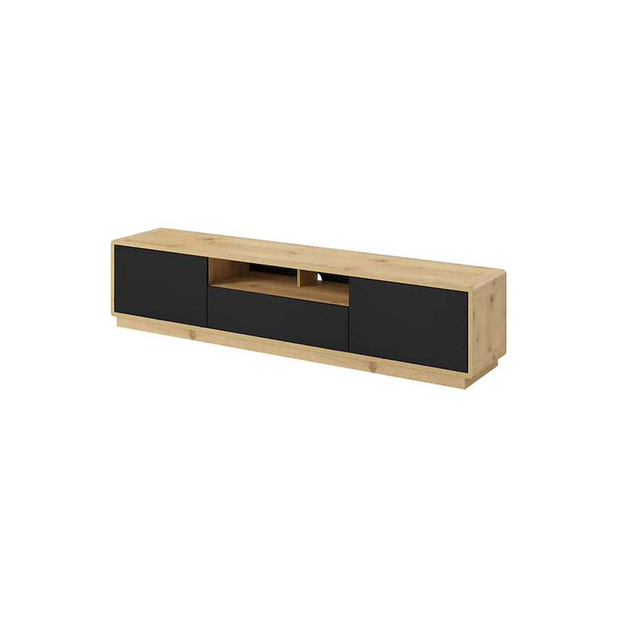 999 Aston 40 Striking TV Cabinet 200cm - Black Matt & Oak Torus