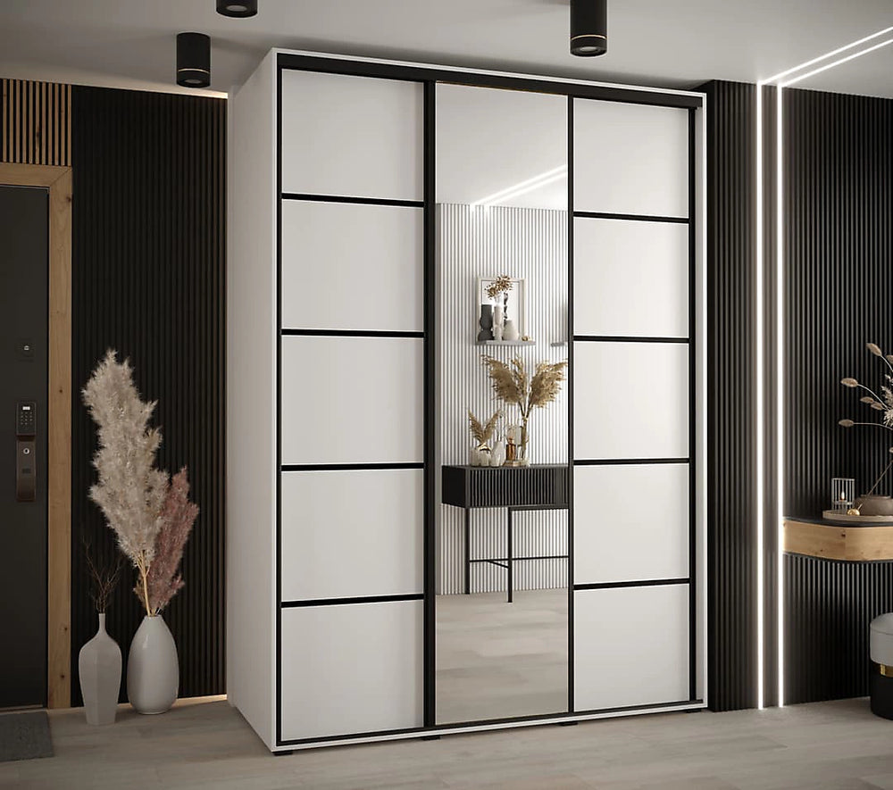Elegant White Mirrored Cannes V Sliding Wardrobe