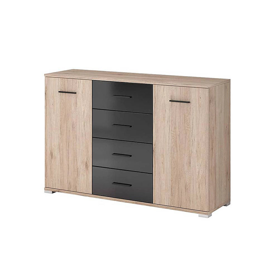 Bari Stylish Sideboard Cabinet in Oak San Remo & Black