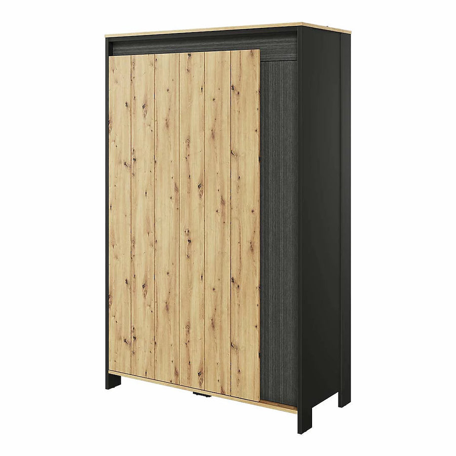 Spot Chic Hinged Wardrobe with LED Lighting - Oak Artisan and Black Matt