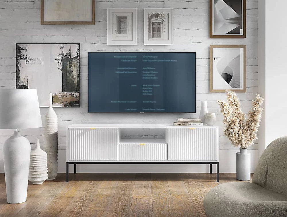 Nova TV Cabinet in White - Sturdy and Stylish Entertainment Centre