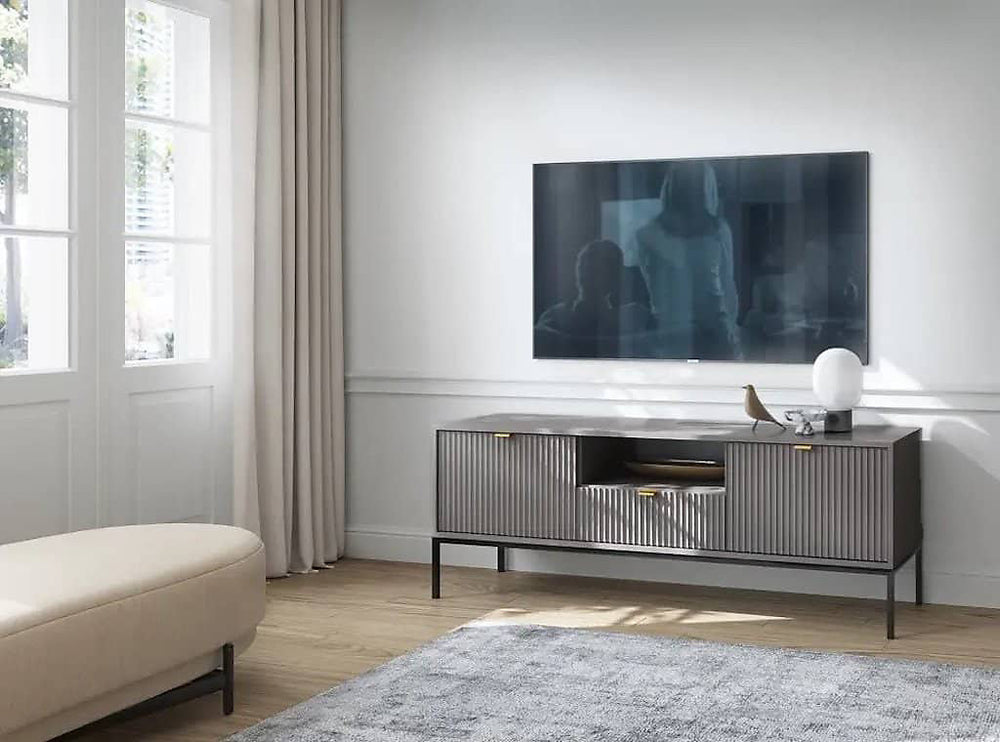 Nova TV Cabinet in Grey - Sturdy and Stylish Entertainment Centre