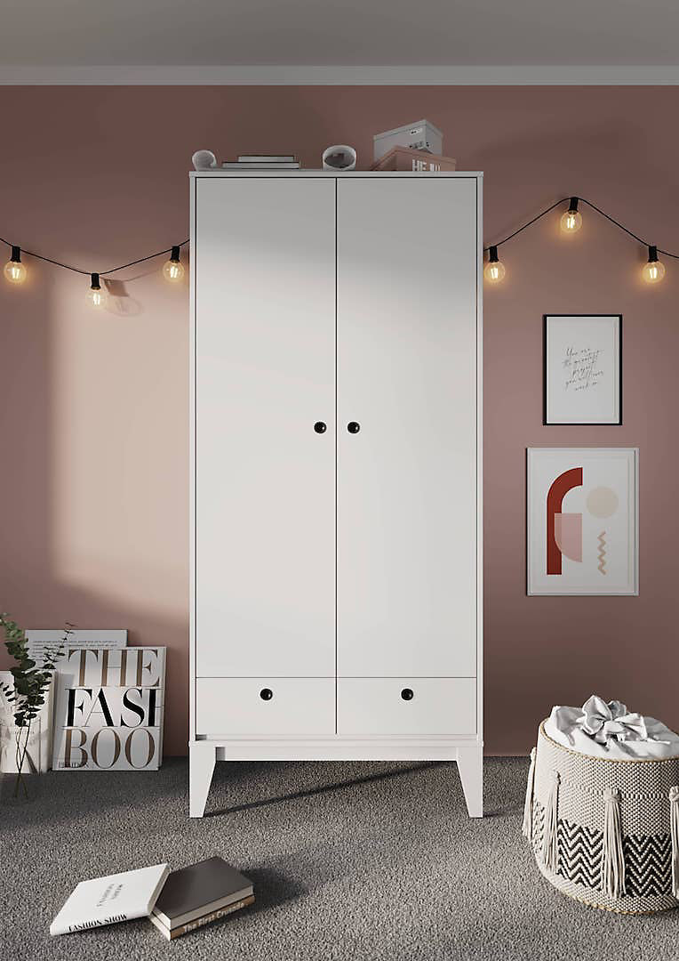 Femii FE-01 Two Hinged Door Wardrobe - Stylish Bedroom Storage Solution with Drawers