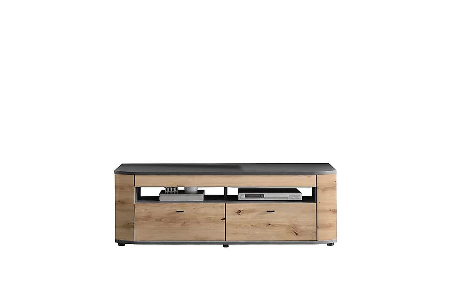 Dera 02 Elegant TV Cabinet - Oak Artisan & Graphite with Soft-Close System