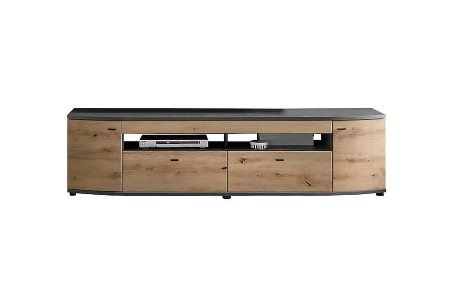 Dera 04 Elegant TV Cabinet - Oak Artisan & Graphite Grey with Soft-Close System