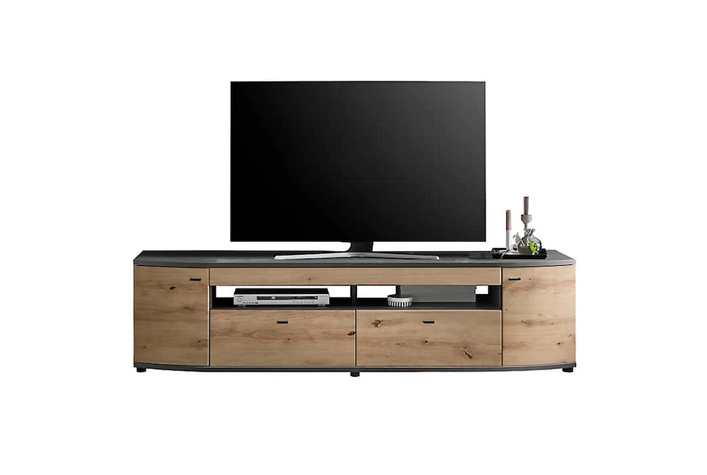 Dera 04 Elegant TV Cabinet - Oak Artisan & Graphite Grey with Soft-Close System