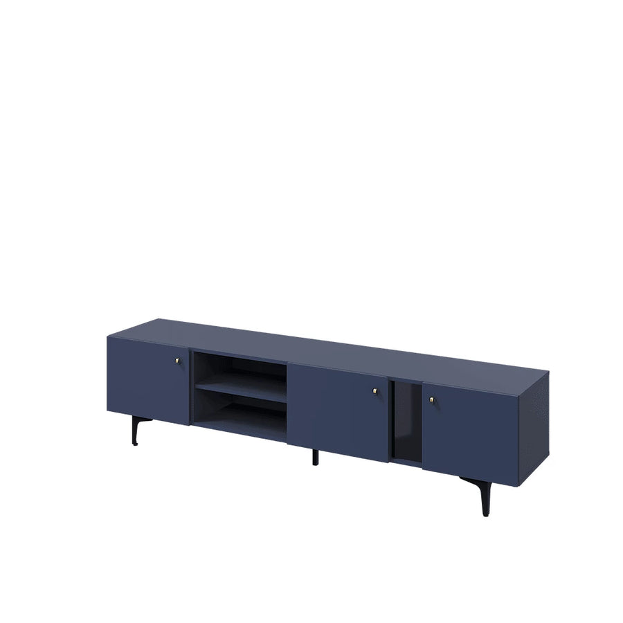 Milano TV Cabinet Chic Navy with Open Compartments - Modern and Elegant Entertainment Centre