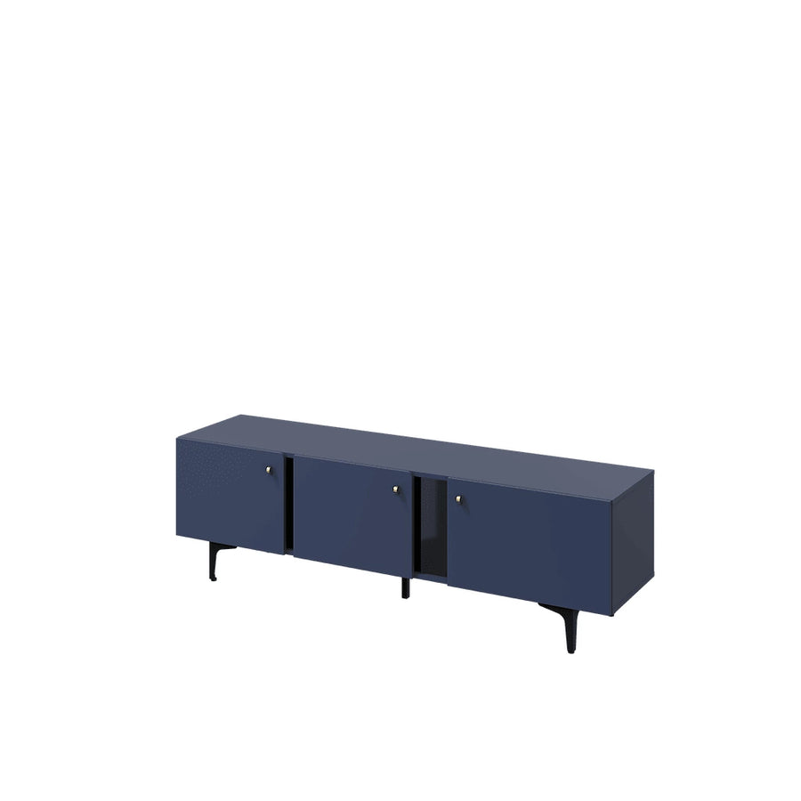 Milano Compact Navy TV Cabinet with Shelves - Streamlined Design