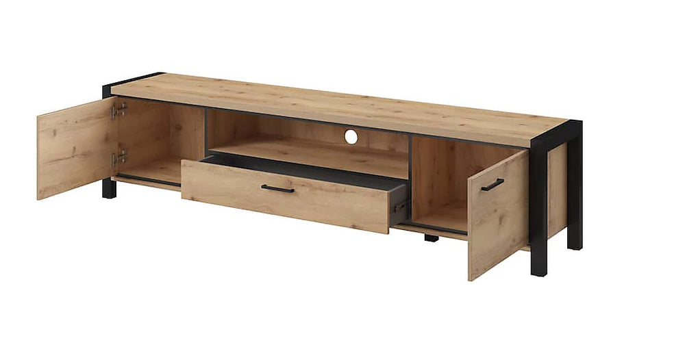 Stylish Aktiv 40 TV Cabinet 210cm in Oak Taurus & Black Matt - Modern Entertainment Solution