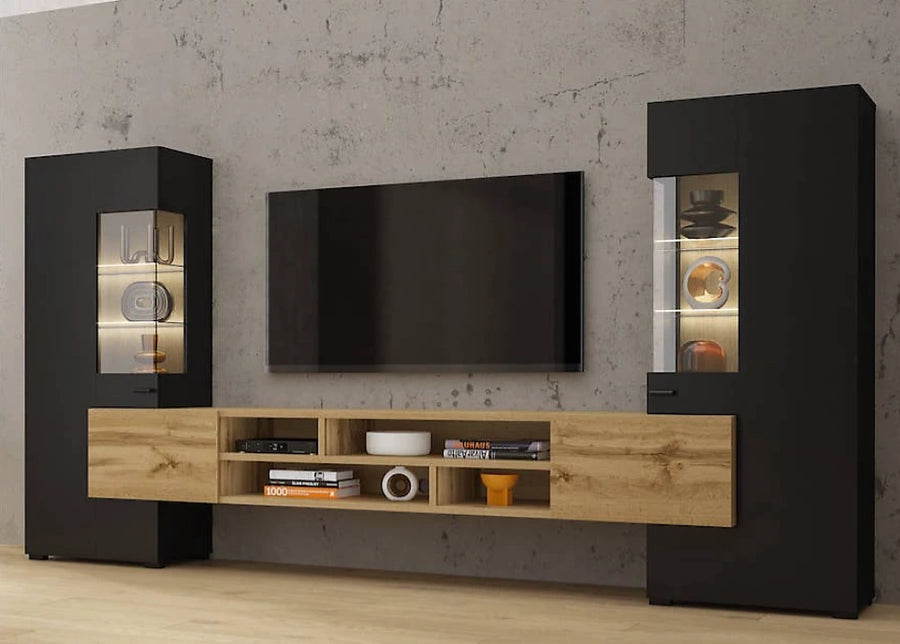 Coby 10 Entertainment Unit in Black for TVs Up To 60" - Sleek Design with Comprehensive Storage