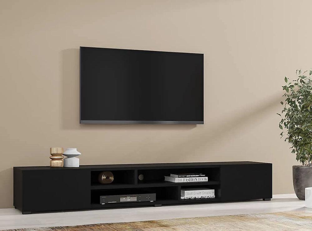 Sleek Coby 40 TV Cabinet 209cm in Black Matt - Contemporary Media Unit