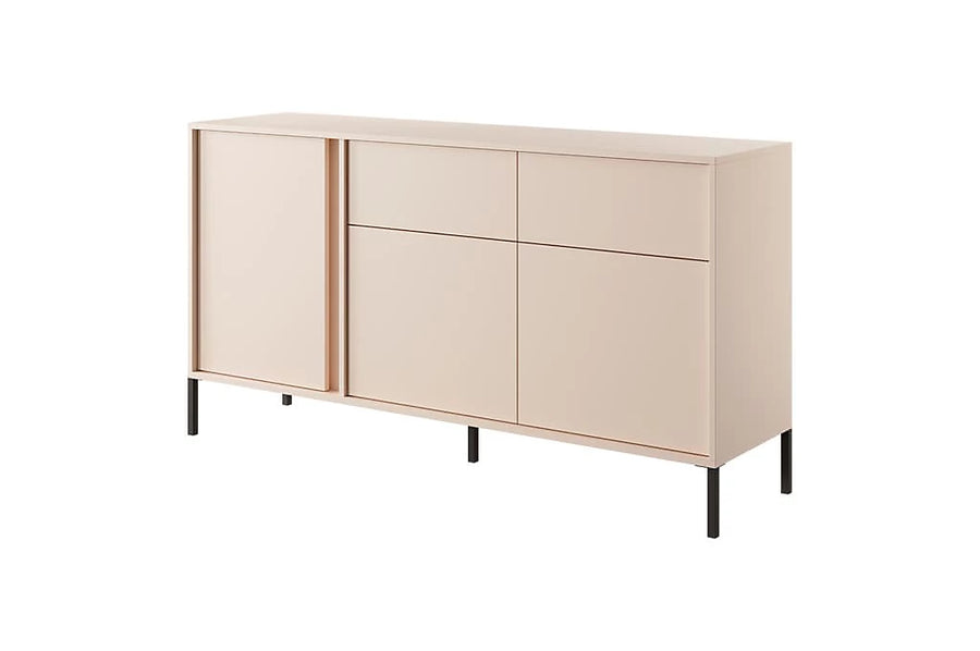 Dast B Contemporary Sideboard Cabinet 3 Hinged Doors 3 Shelves 2 Drawers Beige