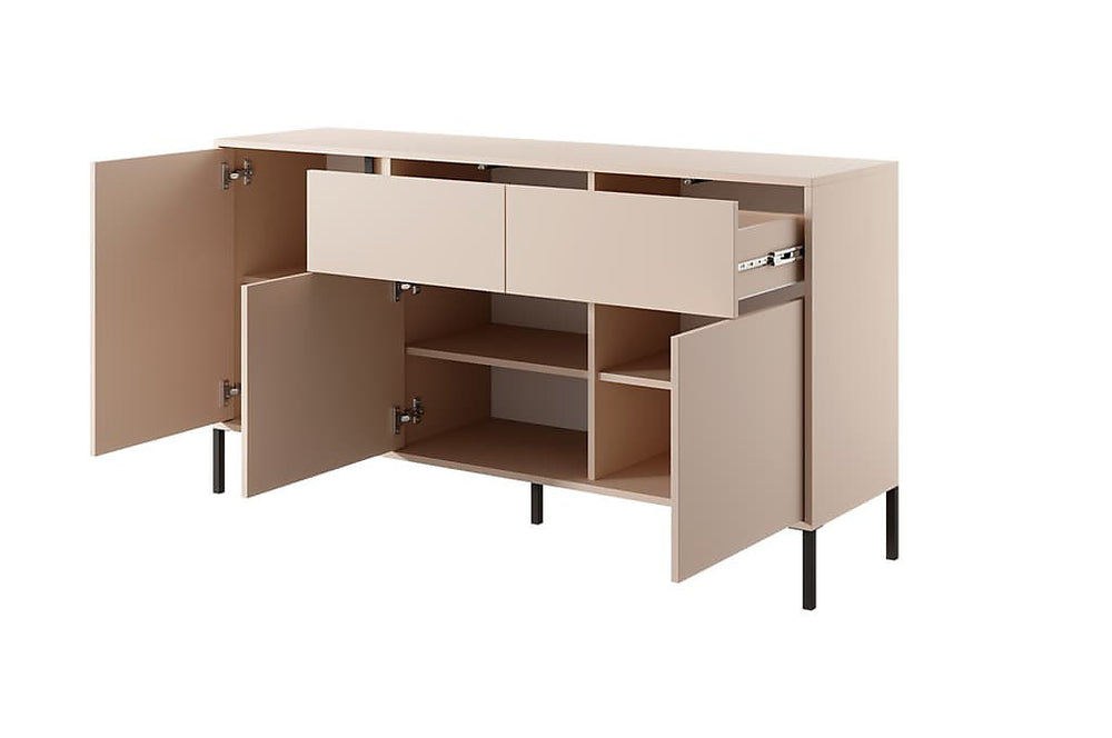 Dast B Contemporary Sideboard Cabinet 3 Hinged Doors 3 Shelves 2 Drawers Beige