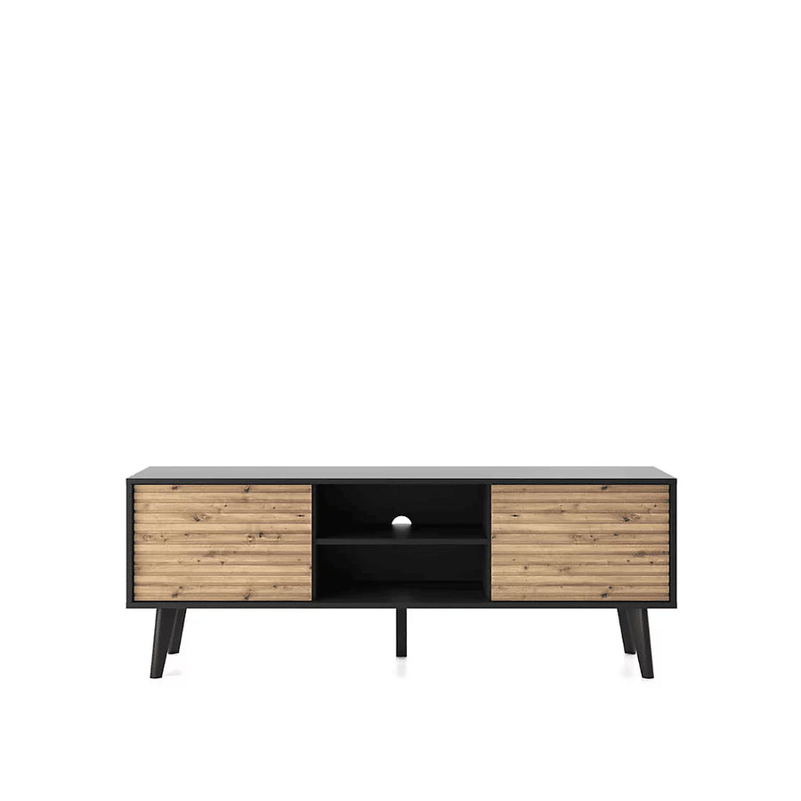 Elegant Willow TV Cabinet in Oak Artisan & Black - Stylish Entertainment Centre