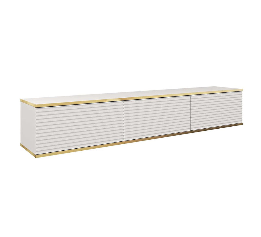 Moro Floating TV Cabinet in White - Sleek and Sophisticated Wall-Mounted Media Console with Doors