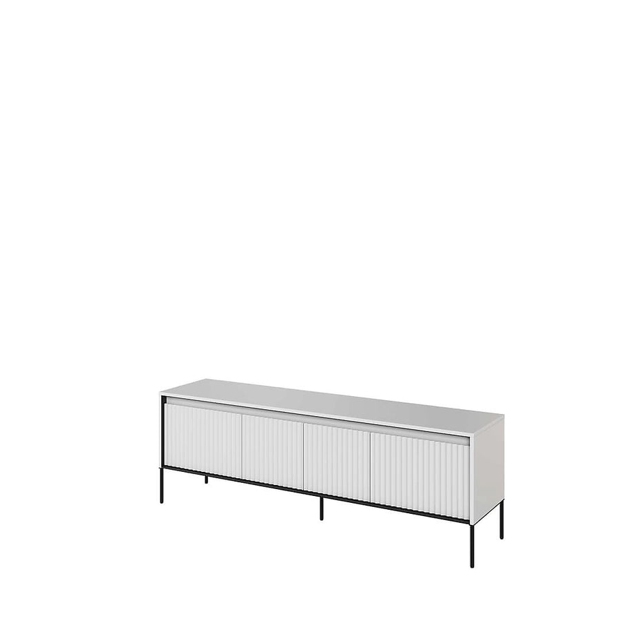 Trend 05 TV Cabinet in White Matt - Ripple Front Design with Push-to-Open Doors & Cable Management