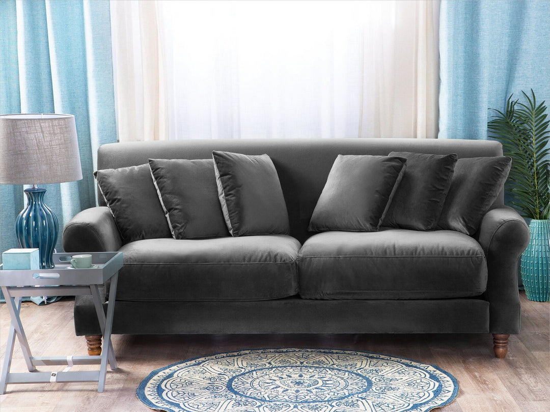 Eike 2 Seater Velvet Sofa Grey