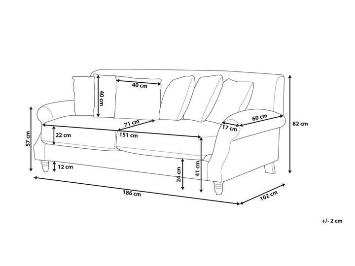 Eike 2 Seater Velvet Sofa Grey