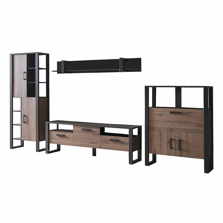 Nordi VC Living Room Set - Okapi Walnut & Black Matt with Multi-Functional Storage