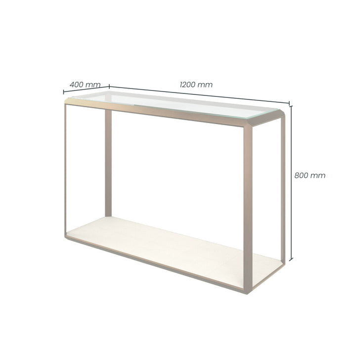 D.I.Designs Elmley Ivory Shagreen Brass & Clear Glass Console Table