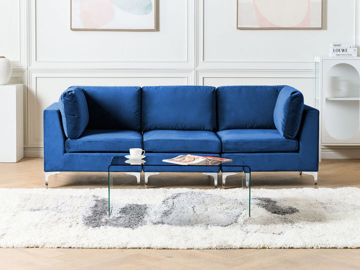 Evja 3 Seater Modular Velvet Sofa Blue