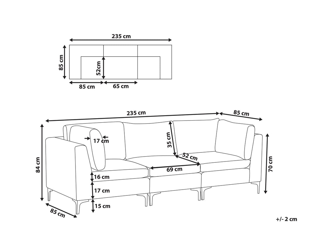 Evja 3 Seater Modular Velvet Sofa Green