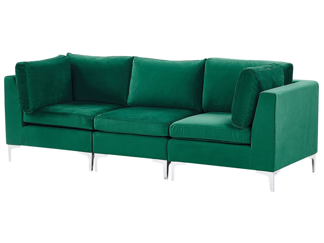 Evja 3 Seater Modular Velvet Sofa Green