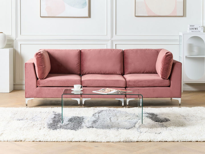 Evja 3 Seater Modular Velvet Sofa Pink