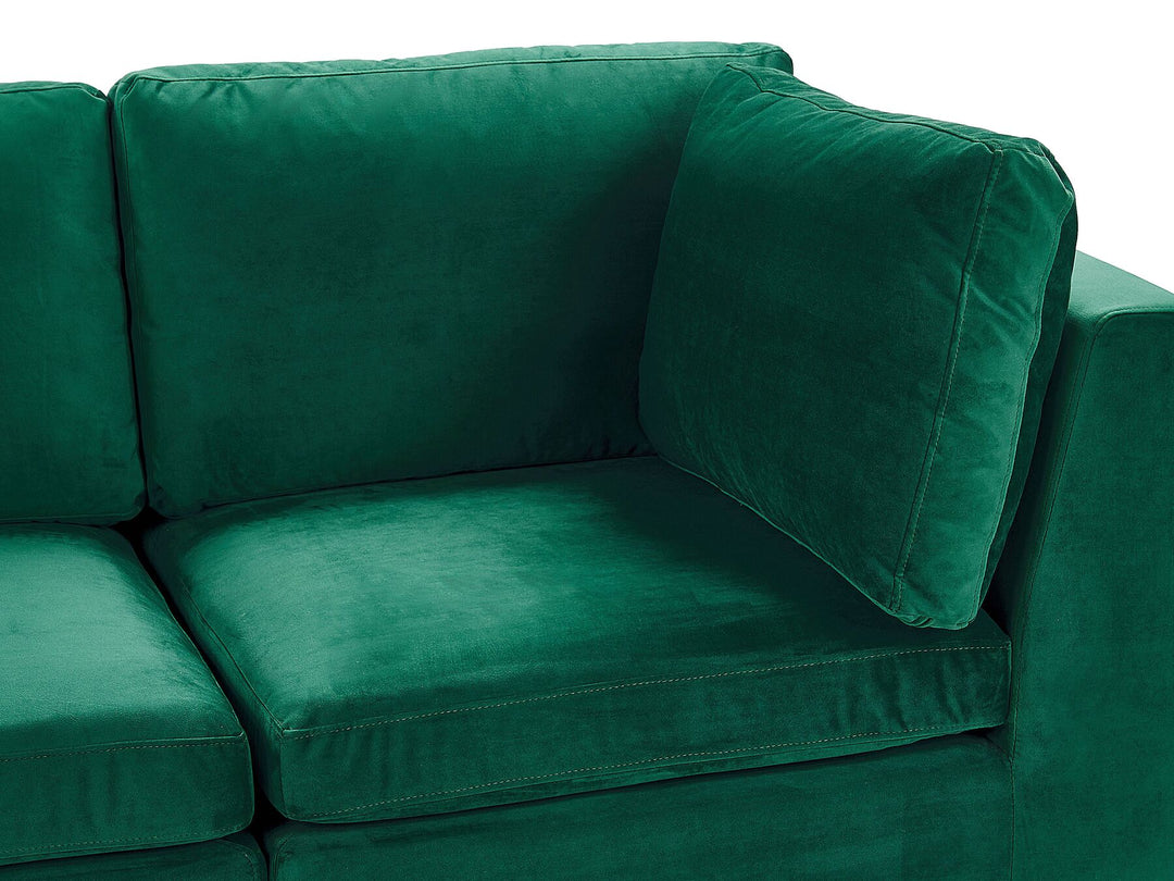 Evja 3 Seater Modular Velvet Sofa with Ottoman Green