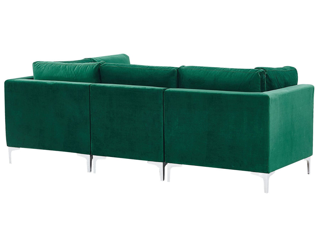 Evja 3 Seater Modular Velvet Sofa with Ottoman Green